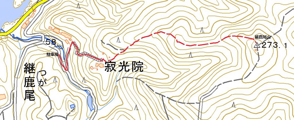 寂光院-継鹿尾山ハイキングコースマップ