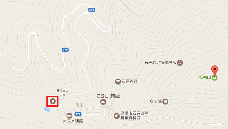 石巻山駐車場行き方マップ