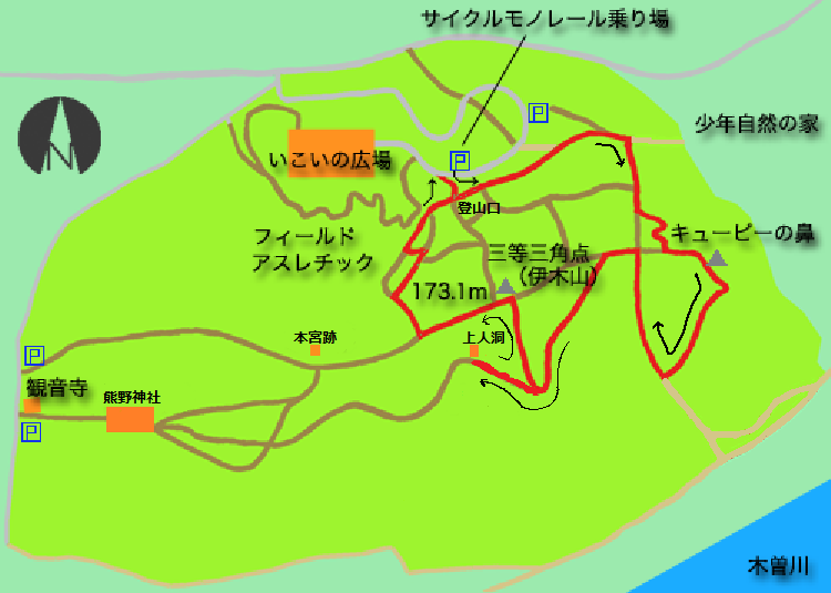 伊木山ハイキングマップ