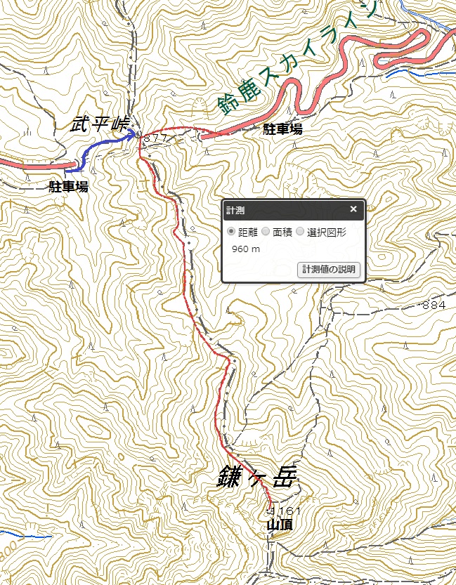 鎌ヶ岳登山マップ
