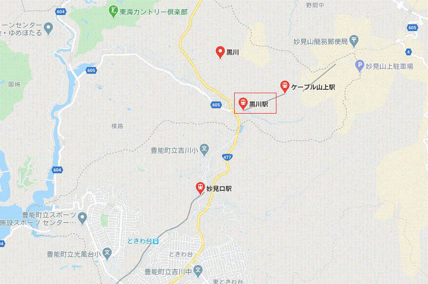 妙見の森ケーブル 黒川駅マップ